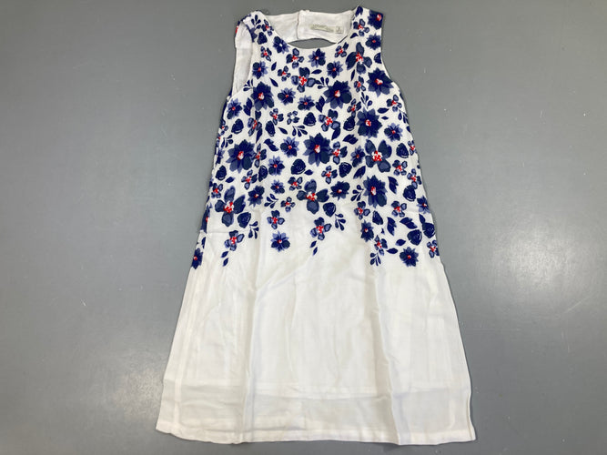 Robe s.m blanche fleurs bleu/rouge, moins cher chez Petit Kiwi