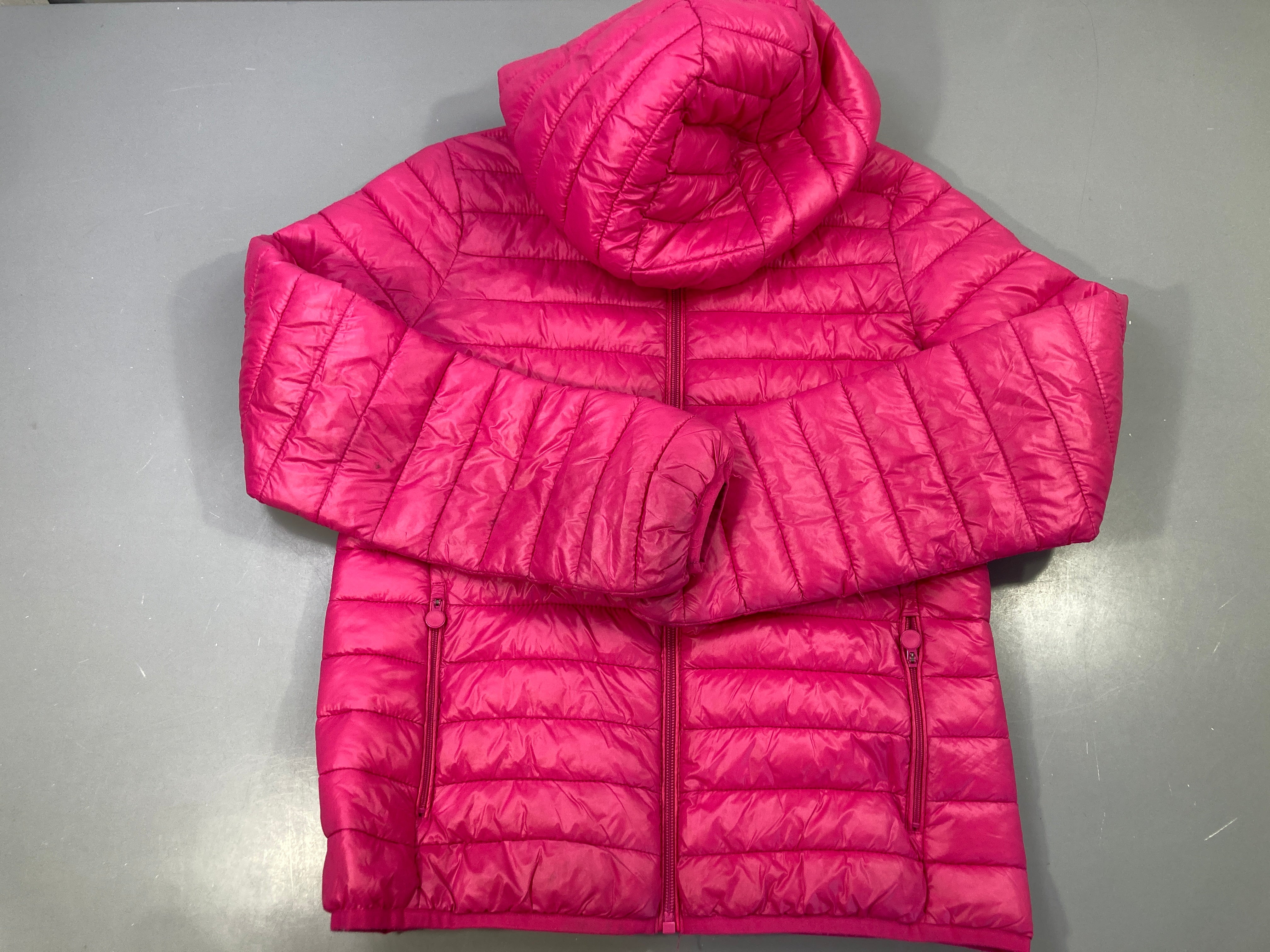 Doudoune light zippée à capuche en duvet rose vif