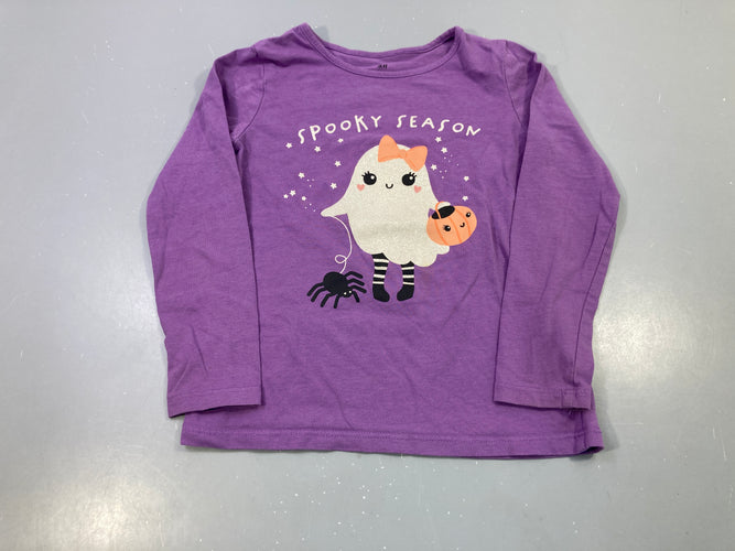 T-shirt m.l violet fantôme paillettes Spooky Season Haloween, moins cher chez Petit Kiwi