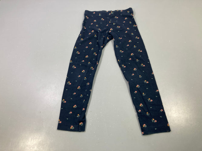 Legging bleu marine fleuri, moins cher chez Petit Kiwi