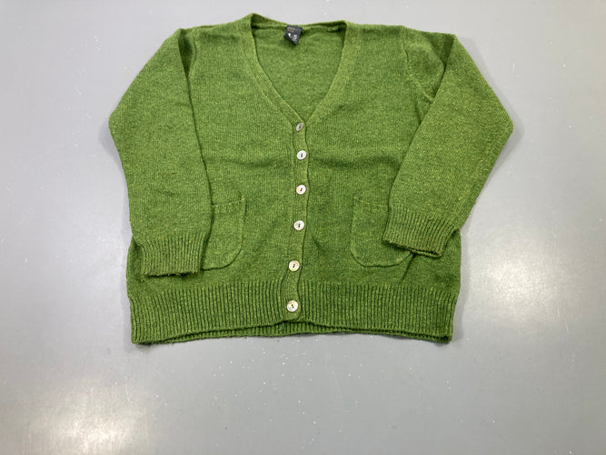 Gilet col V vert poches 5%Angora, moins cher chez Petit Kiwi
