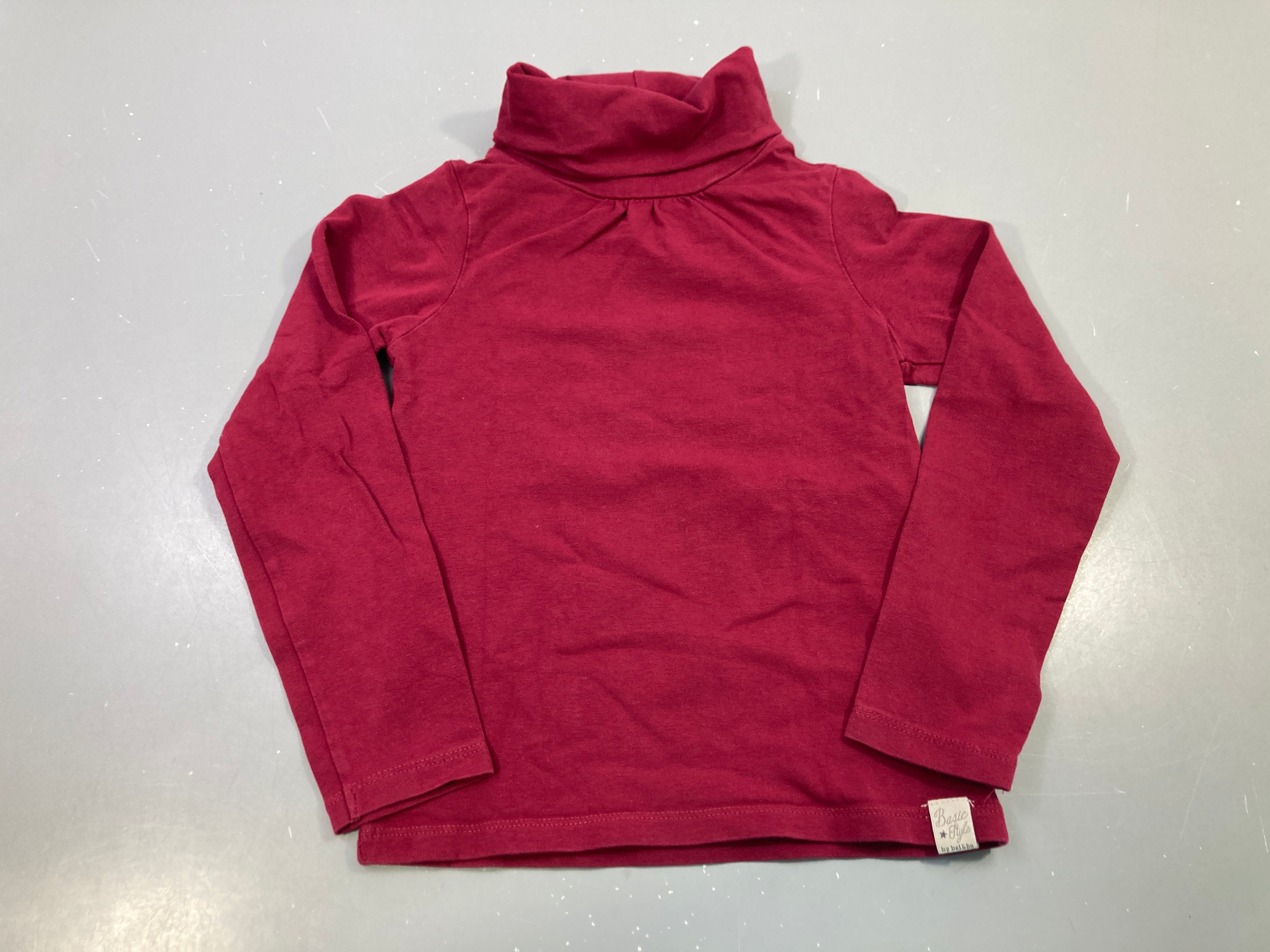 T-shirt m.l bordeaux col roulé