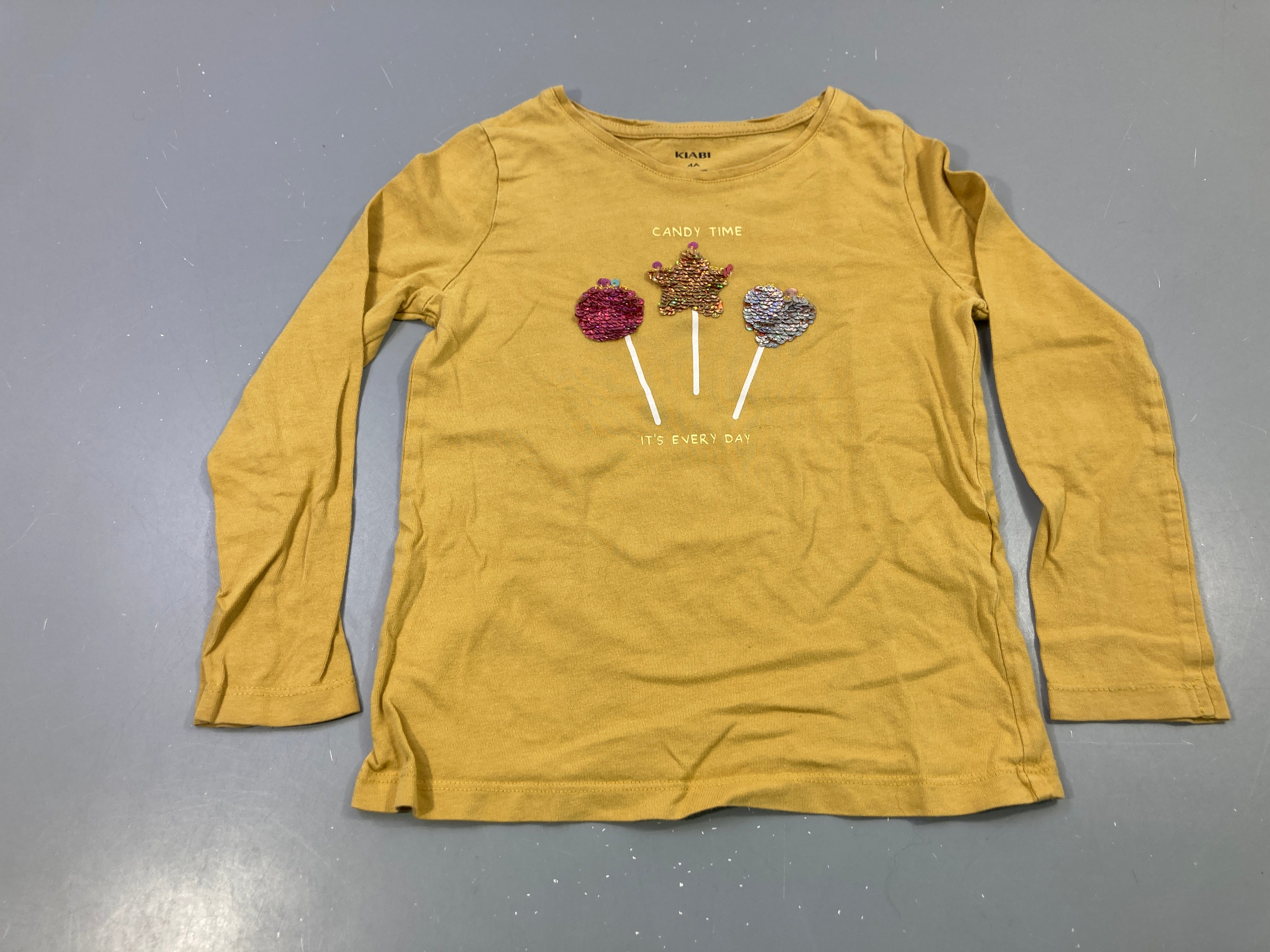 T-shirt m.l moutarde sucettes sequins Candy Time