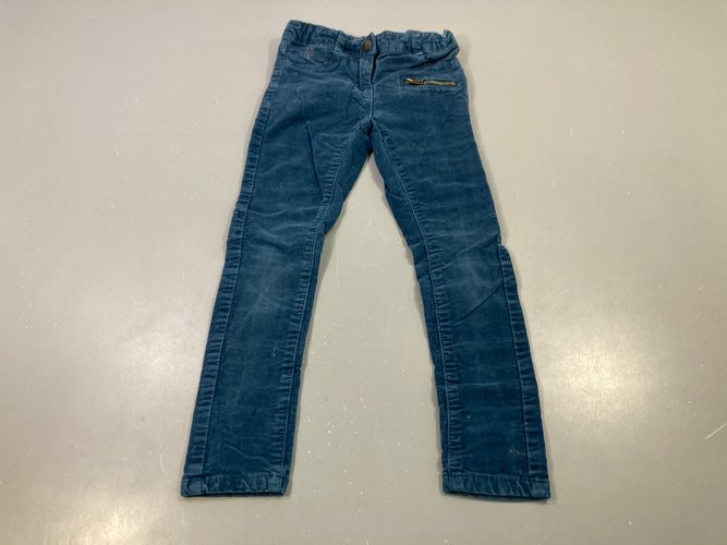 Pantalon velours bleu poche zippée skinny fit, moins cher chez Petit Kiwi