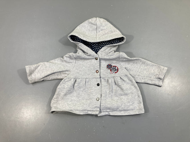 Sweat gris à capuche à pressions, moins cher chez Petit Kiwi