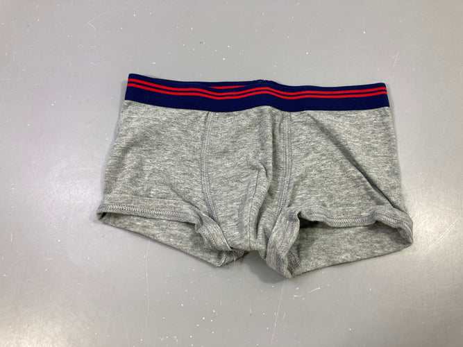 Boxer gris chiné, liseré marine/rouge, moins cher chez Petit Kiwi