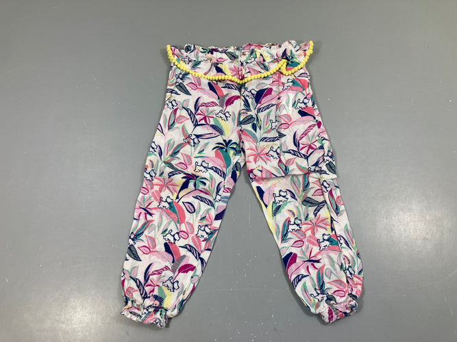 Pantalon fluide blanc feuillage, moins cher chez Petit Kiwi