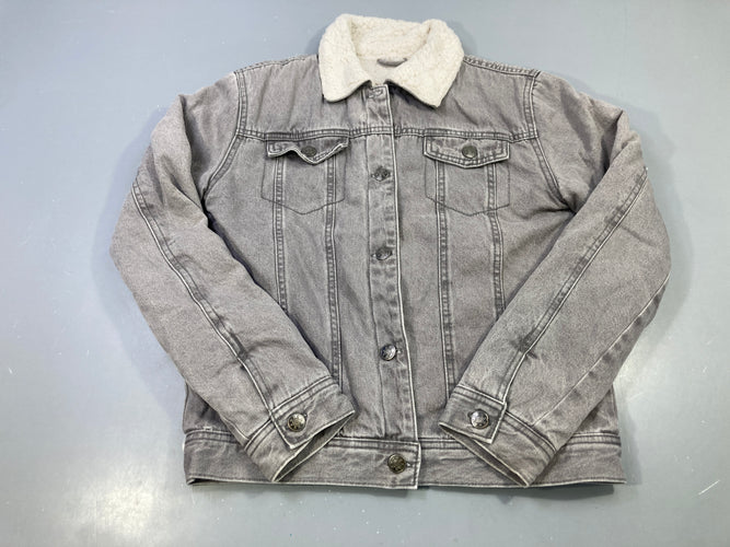 Veste jean grise doublée mouton écru, moins cher chez Petit Kiwi
