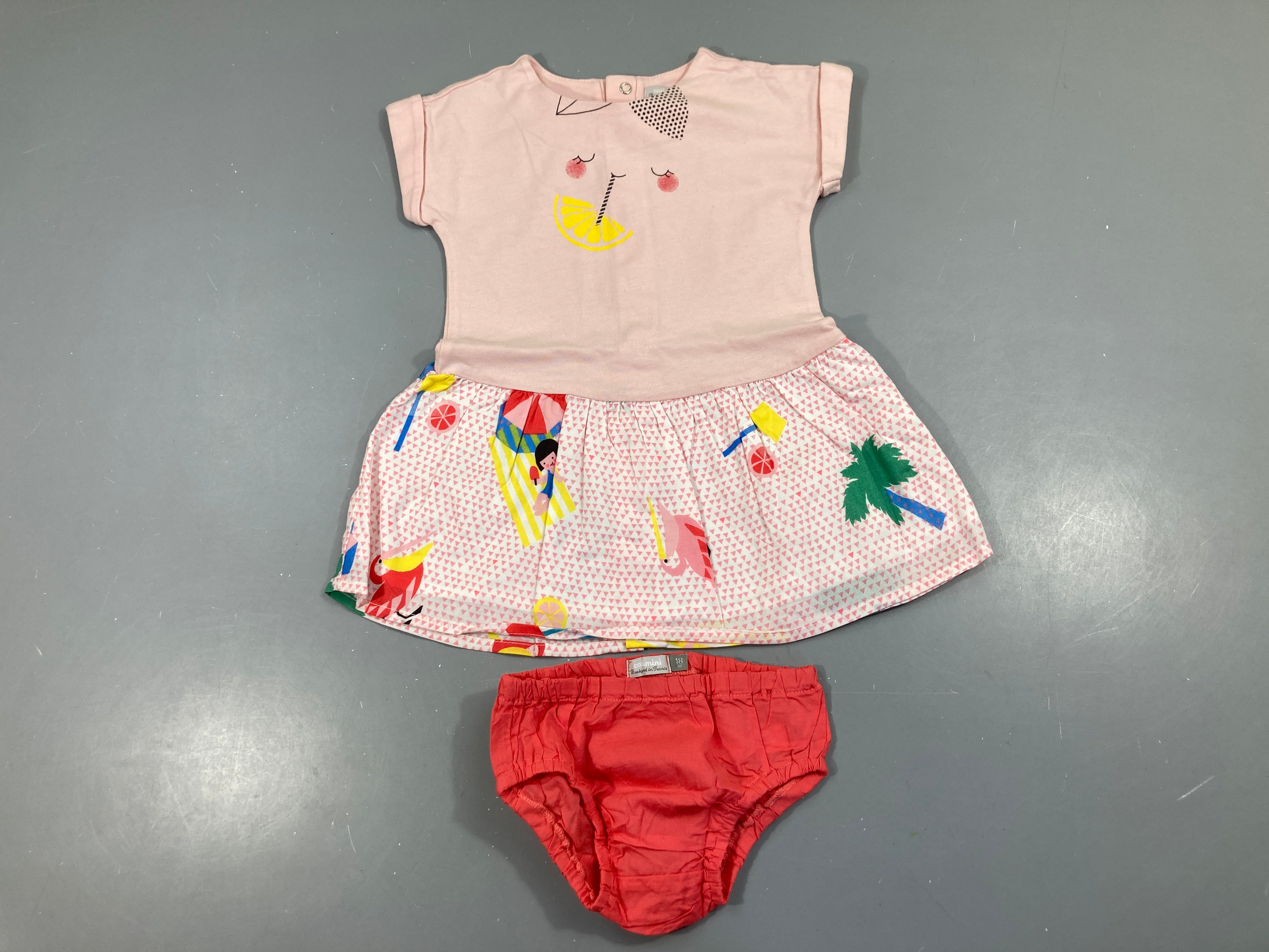 Robe m.c jersey rose bas coton + culotte