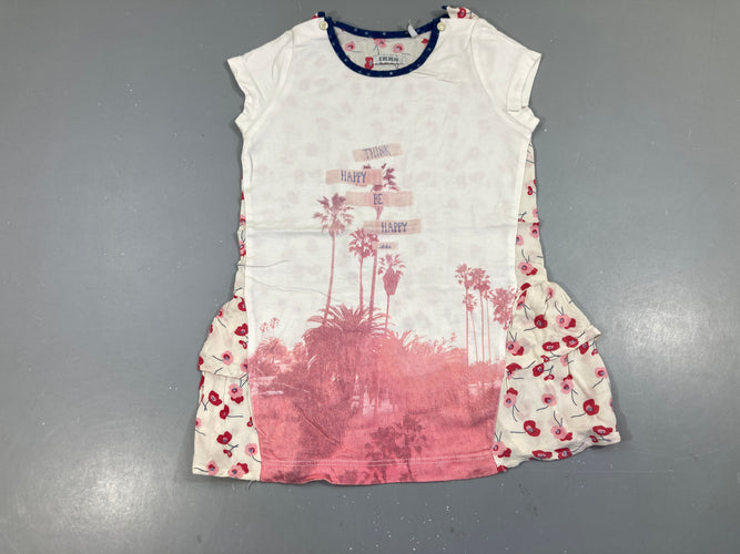 Robe m.c jersey blanc palmiers, moins cher chez Petit Kiwi