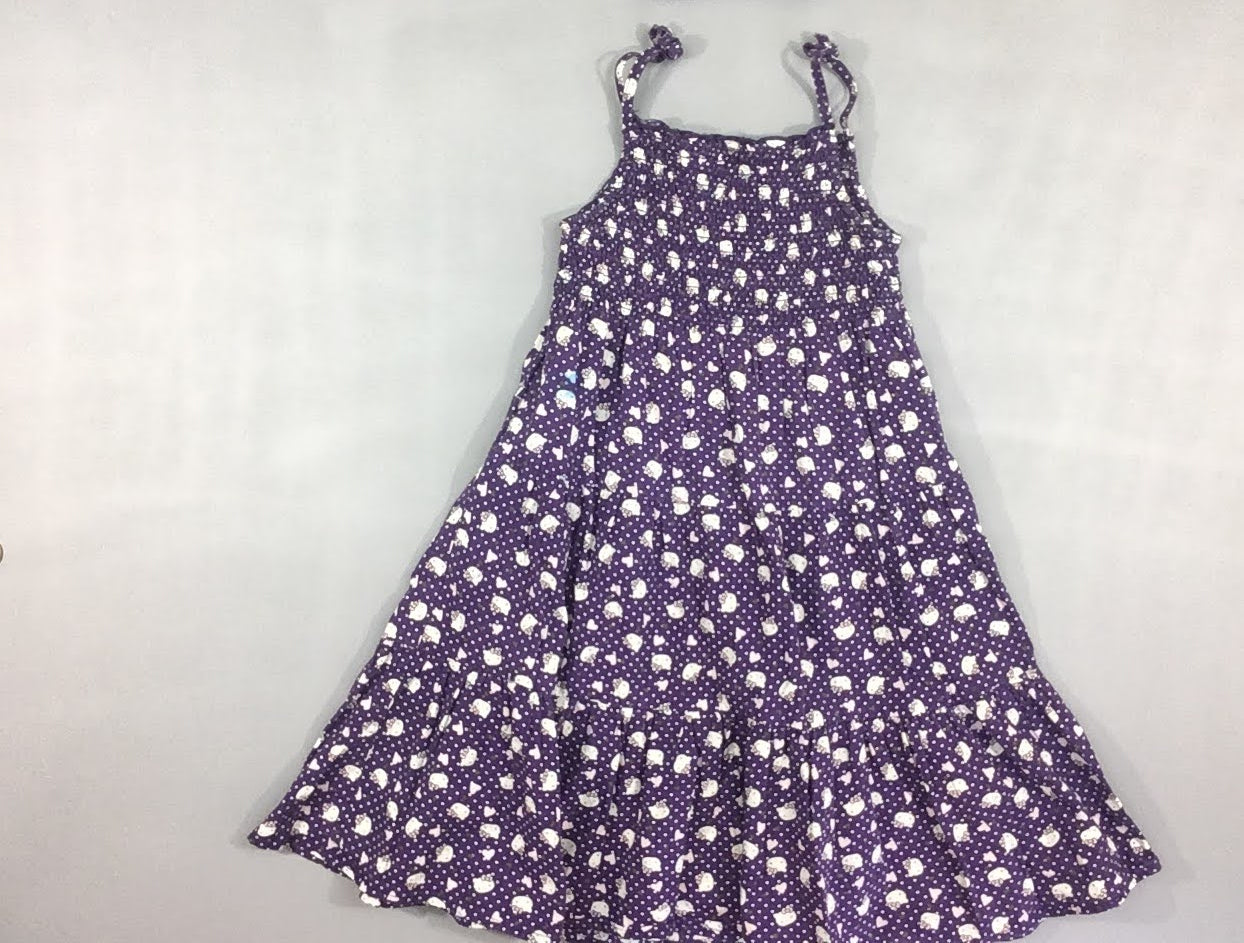 Robe fines bretelles s.mockée mauve pois hello kitty