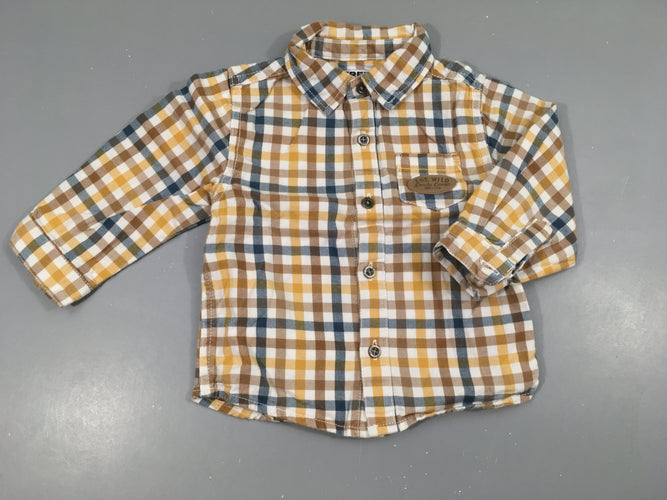 Chemise m.l blanc à carreaux jaune/brun/bleu, Creeks, moins cher chez Petit Kiwi