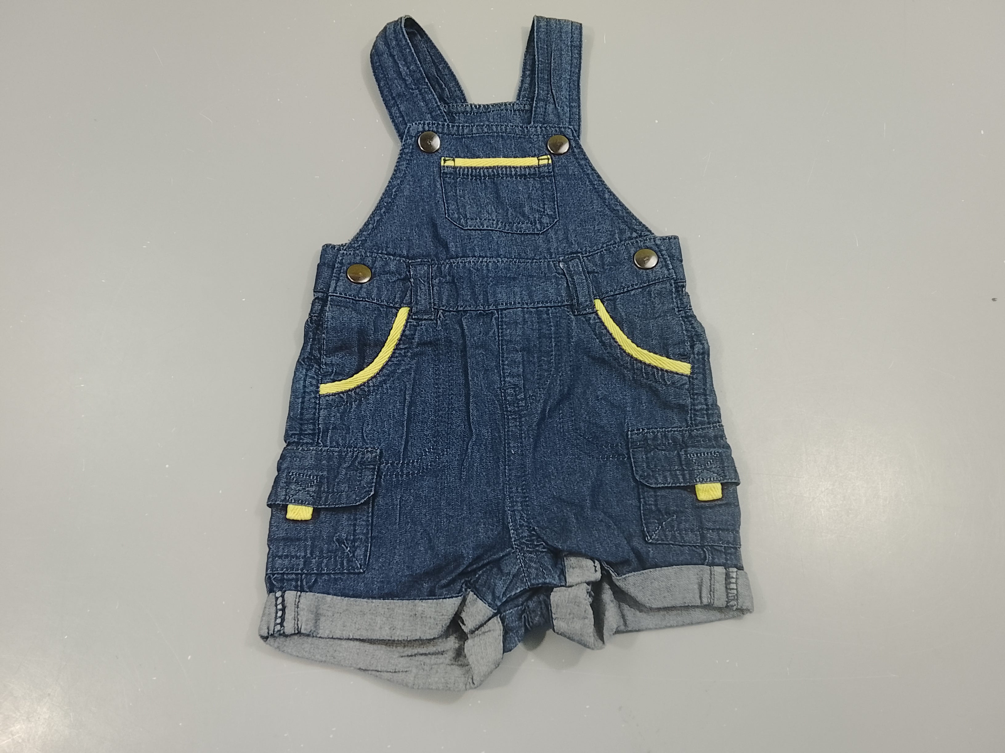Salopette denim , bords jaune