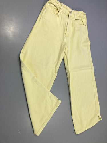 Pantalon jean jaune pâle Wide Leg, moins cher chez Petit Kiwi