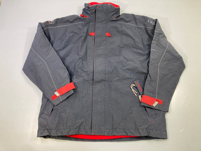 Veste zippée grise capuche amovible doublé polaire rouge, moins cher chez Petit Kiwi