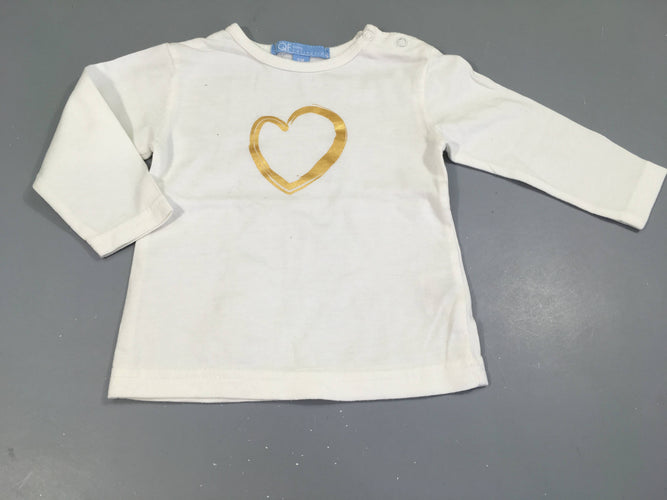 T-shirt m.l blanc coeur doré, moins cher chez Petit Kiwi