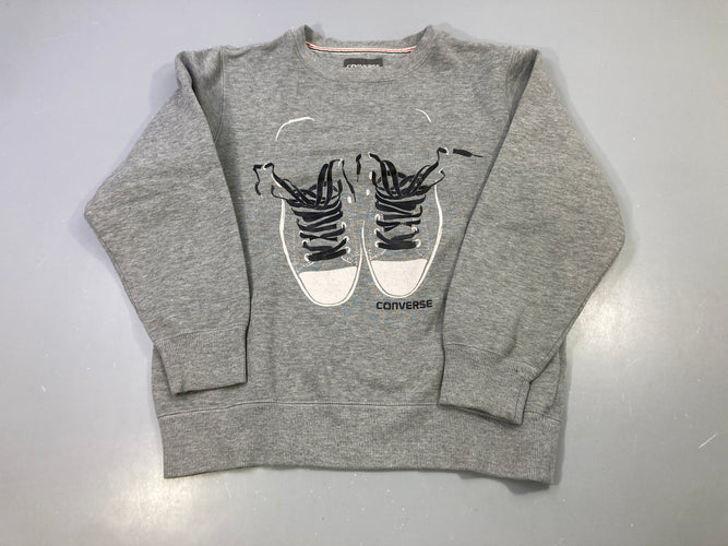 Sweat gris chiné baskets imprimées, Converse, bouloché, moins cher chez Petit Kiwi