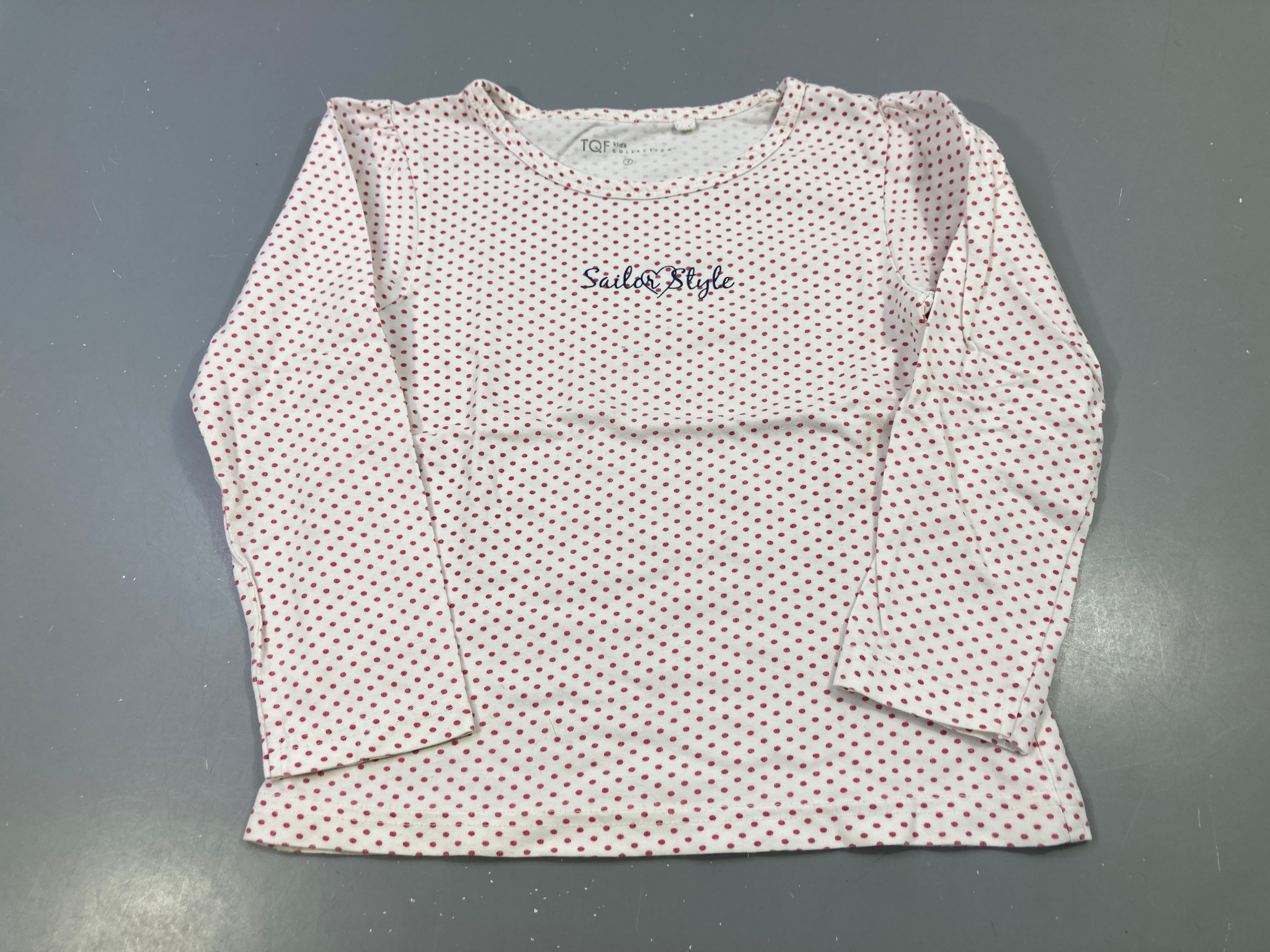 T-shirt m.l blanc pois roses, Sailor Style, TQF
