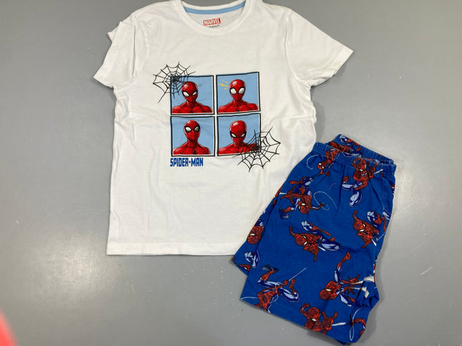 Pyjashort 2pcs jersey blanc-bleu Spiderman, moins cher chez Petit Kiwi