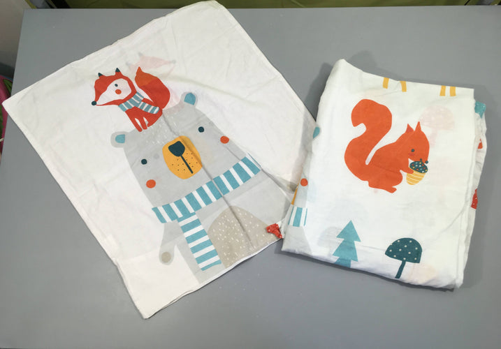 Housse de couette + taie blanc animaux ours, 120x160cm, moins cher chez Petit Kiwi