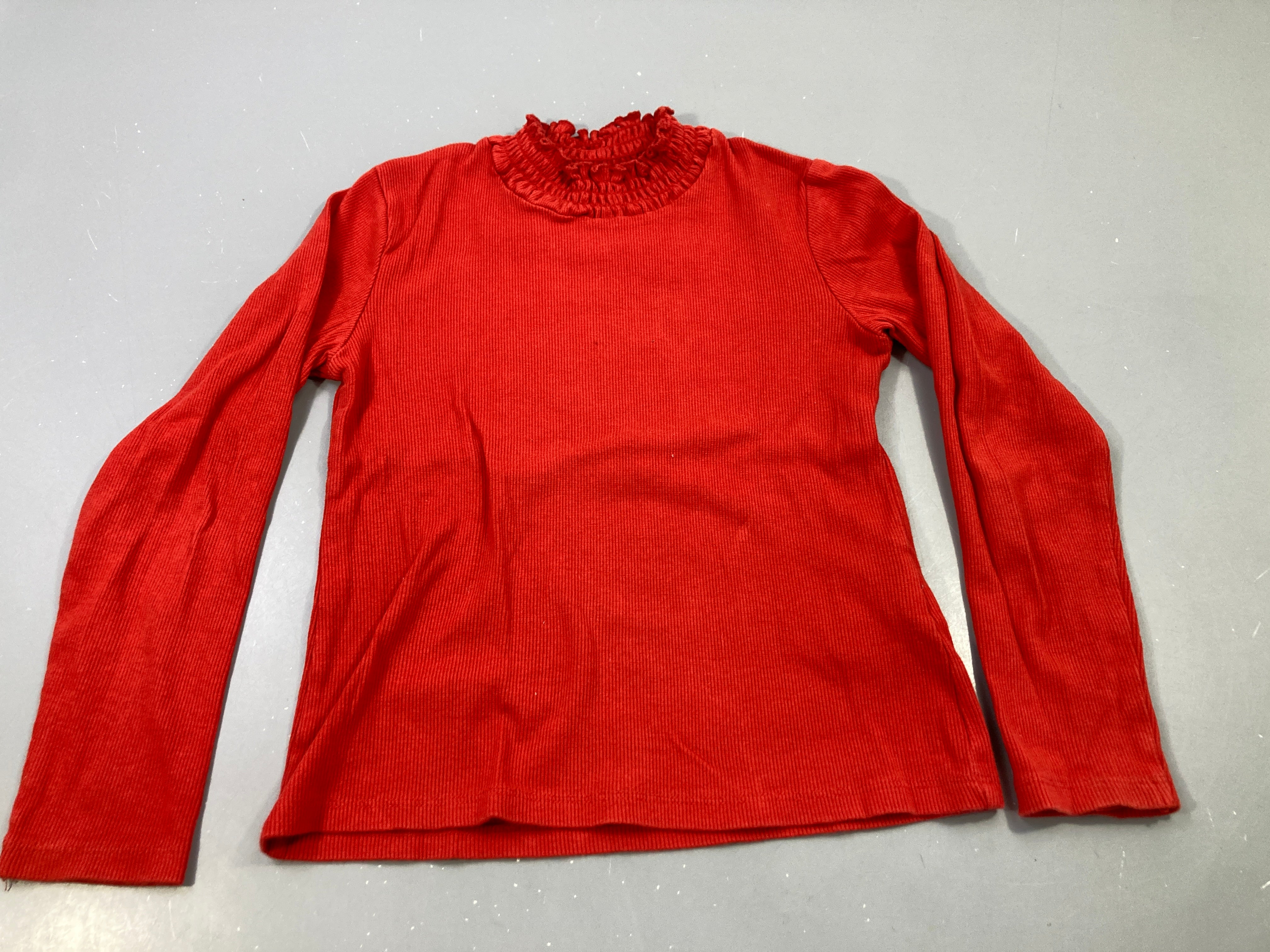 T-shirt m.l col montant côtelé  froncé orange rouille