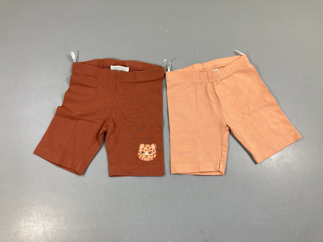 2 Leggings shorts brun-saumon, moins cher chez Petit Kiwi