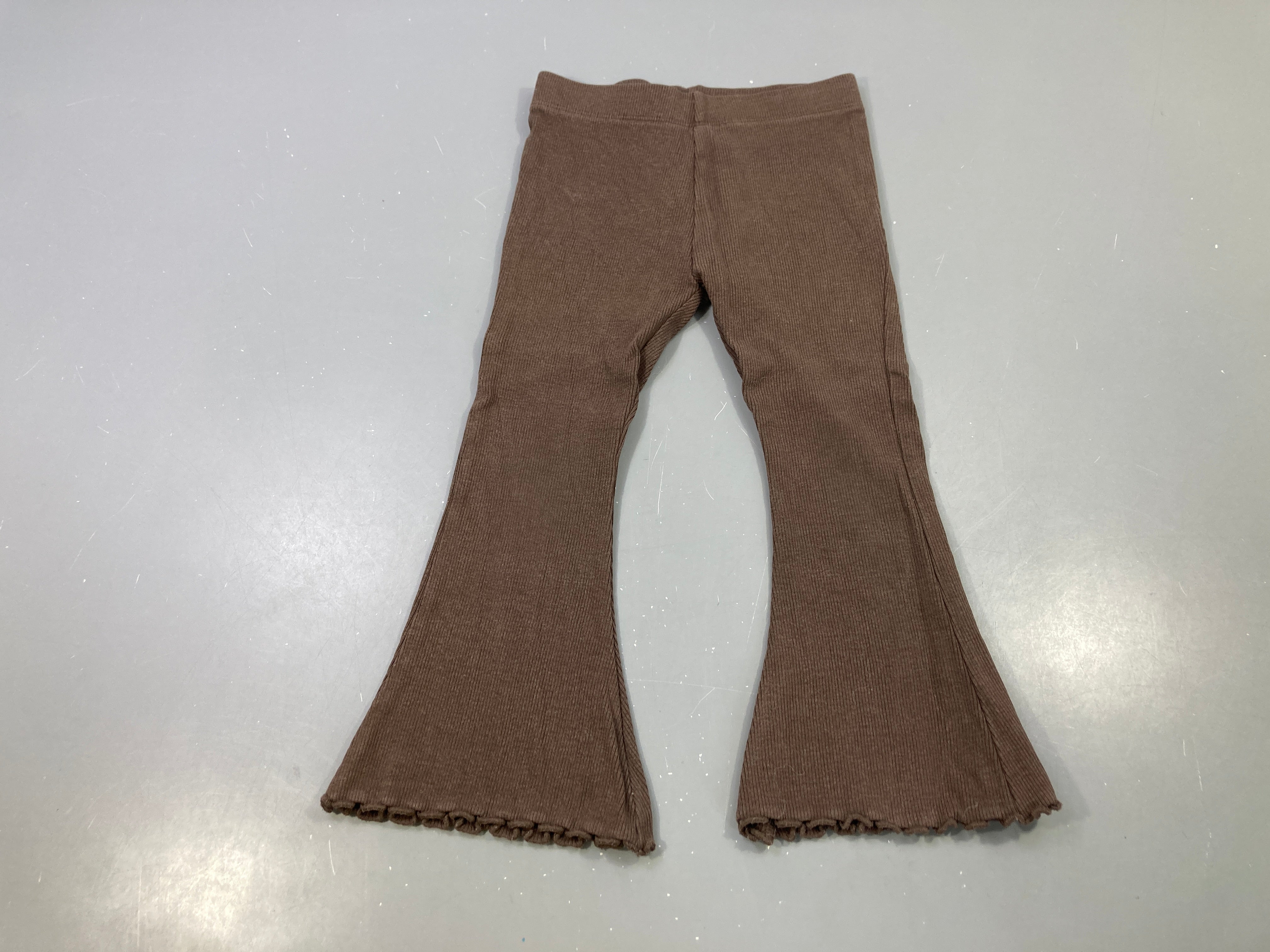 Jegging évasé marron uni côtes