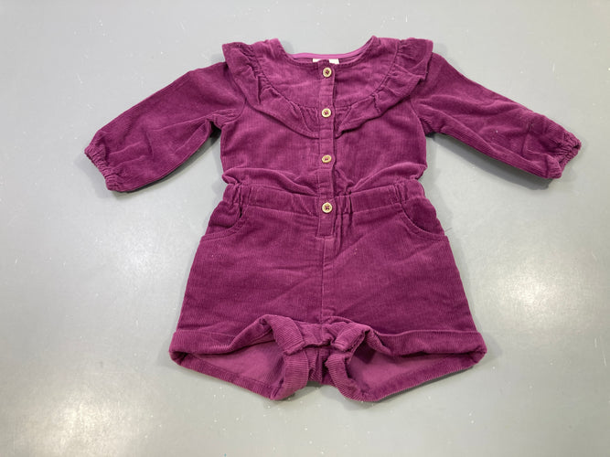Combishort m.l velours côtelé prune boutonné, moins cher chez Petit Kiwi