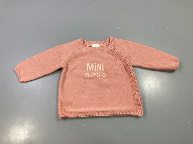 Gilet rose brodé Mini nous boutons côté, moins cher chez Petit Kiwi