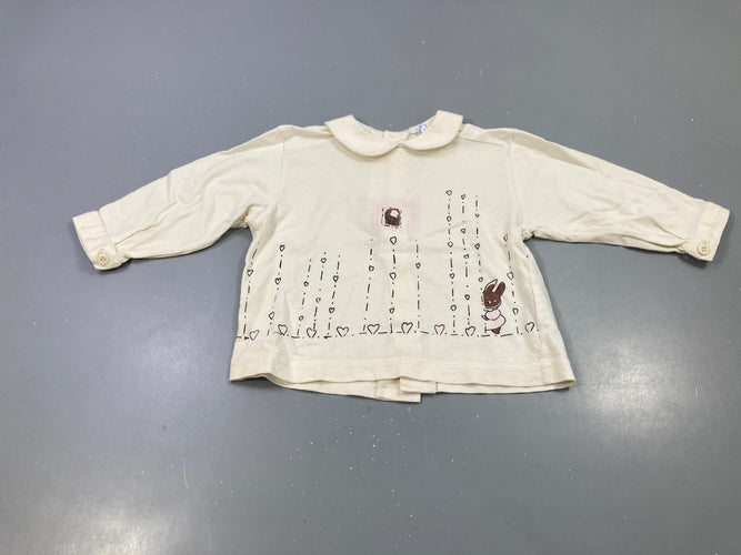 T-shirt m.l écru lapin coeurs, moins cher chez Petit Kiwi