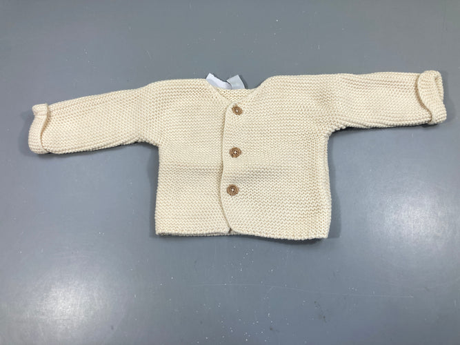 Parfait état-Gilet mailles écru 100% coton, moins cher chez Petit Kiwi