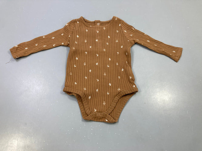 Body m.l marron fleuri côtes, moins cher chez Petit Kiwi