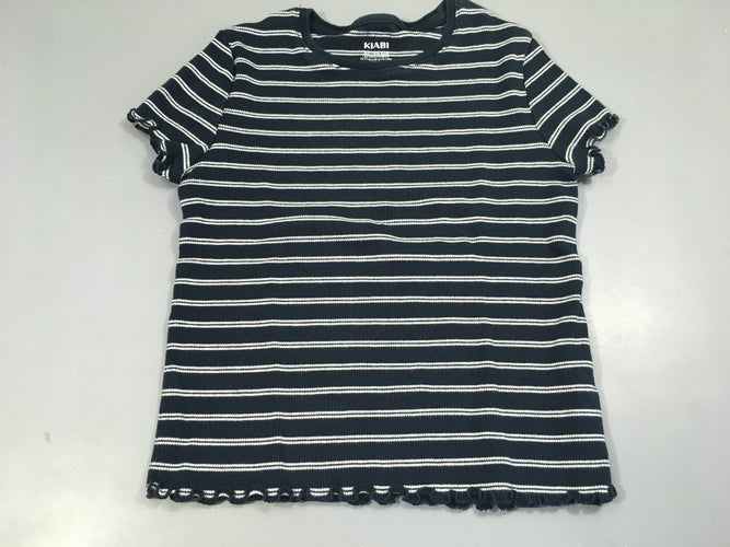 T-shirt m.c côtes bleu marine rayé blanc, moins cher chez Petit Kiwi