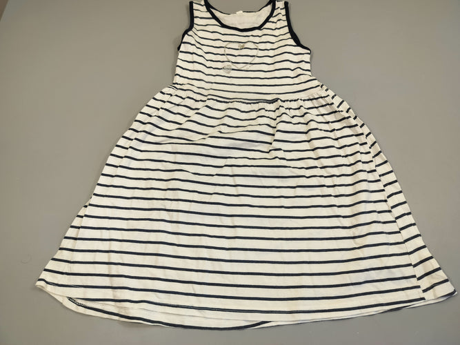 Robe s.m blanche rayé bleu marine , coeur argenté, moins cher chez Petit Kiwi