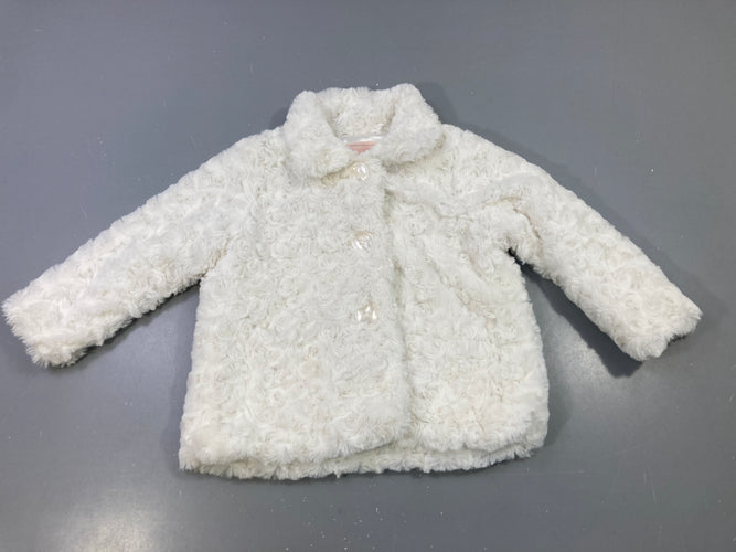 Manteau fausse fourrure blanche boutonné, moins cher chez Petit Kiwi