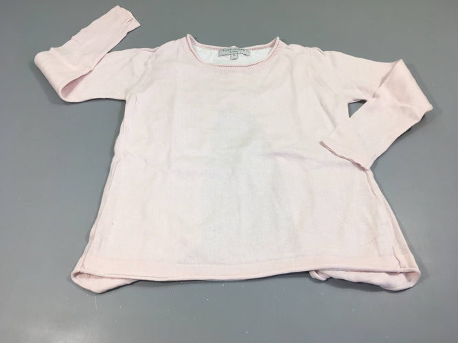 Pull rose, dos coton, très légèrement bouloché, moins cher chez Petit Kiwi