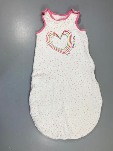 Sac de couchage blanc coeurs roses ouatiné, moins cher chez Petit Kiwi