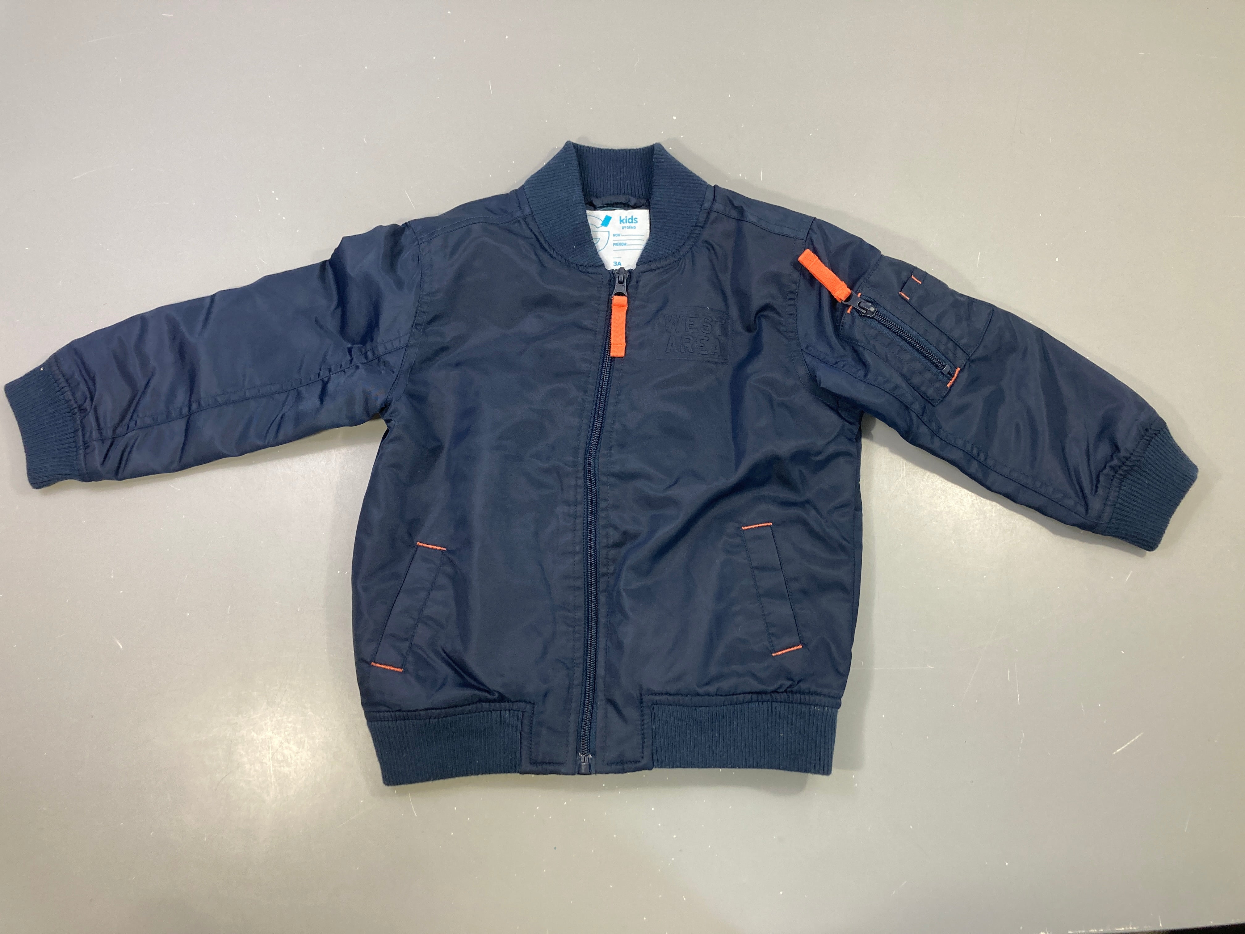 Veste bombardeur bleu marine imprimé West Area zippée