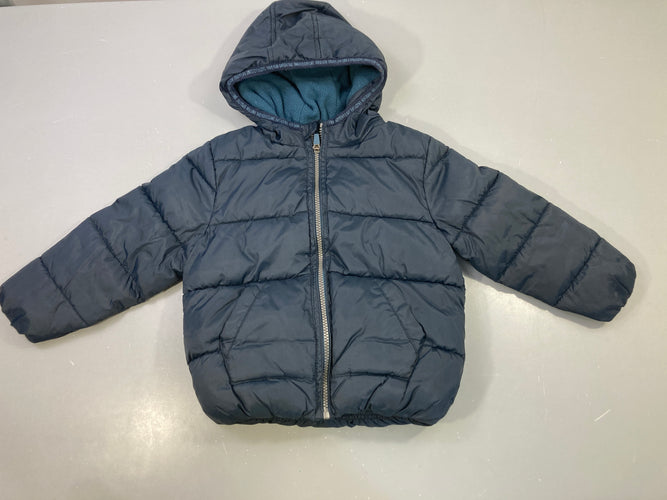 Veste polaire bleu marine capuche bleue imprimée zippée, moins cher chez Petit Kiwi