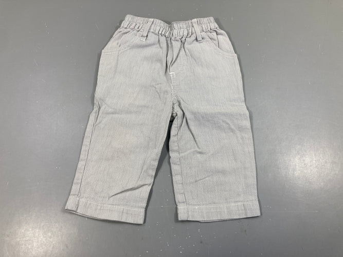 Pantalon 100%coton ligné blanc-gris, moins cher chez Petit Kiwi