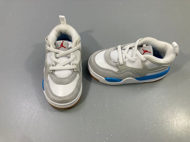 Baskets grises blanches bleues lacets, moins cher chez Petit Kiwi