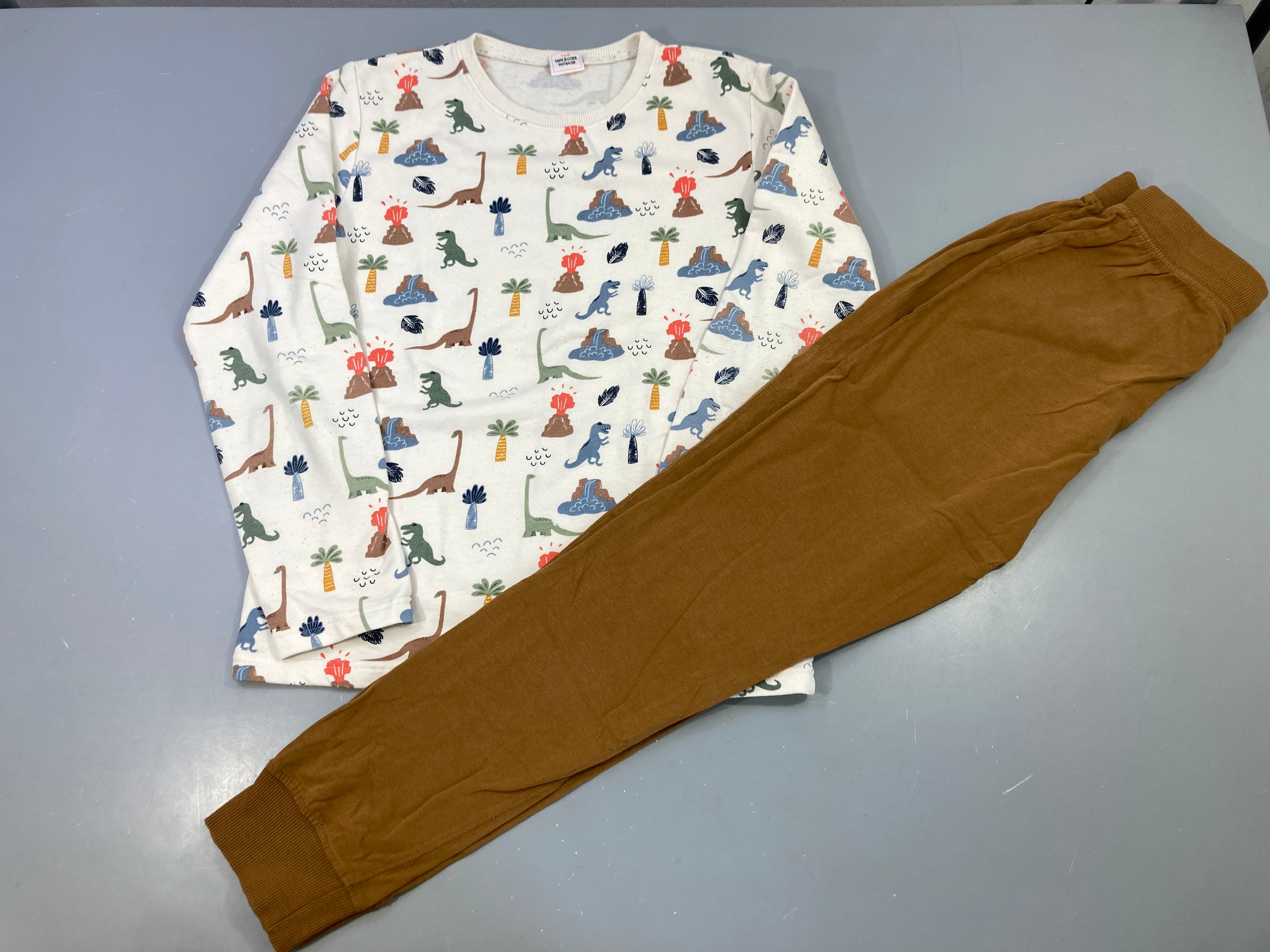 Pyjama molleton écru 2pcs dinosaures,