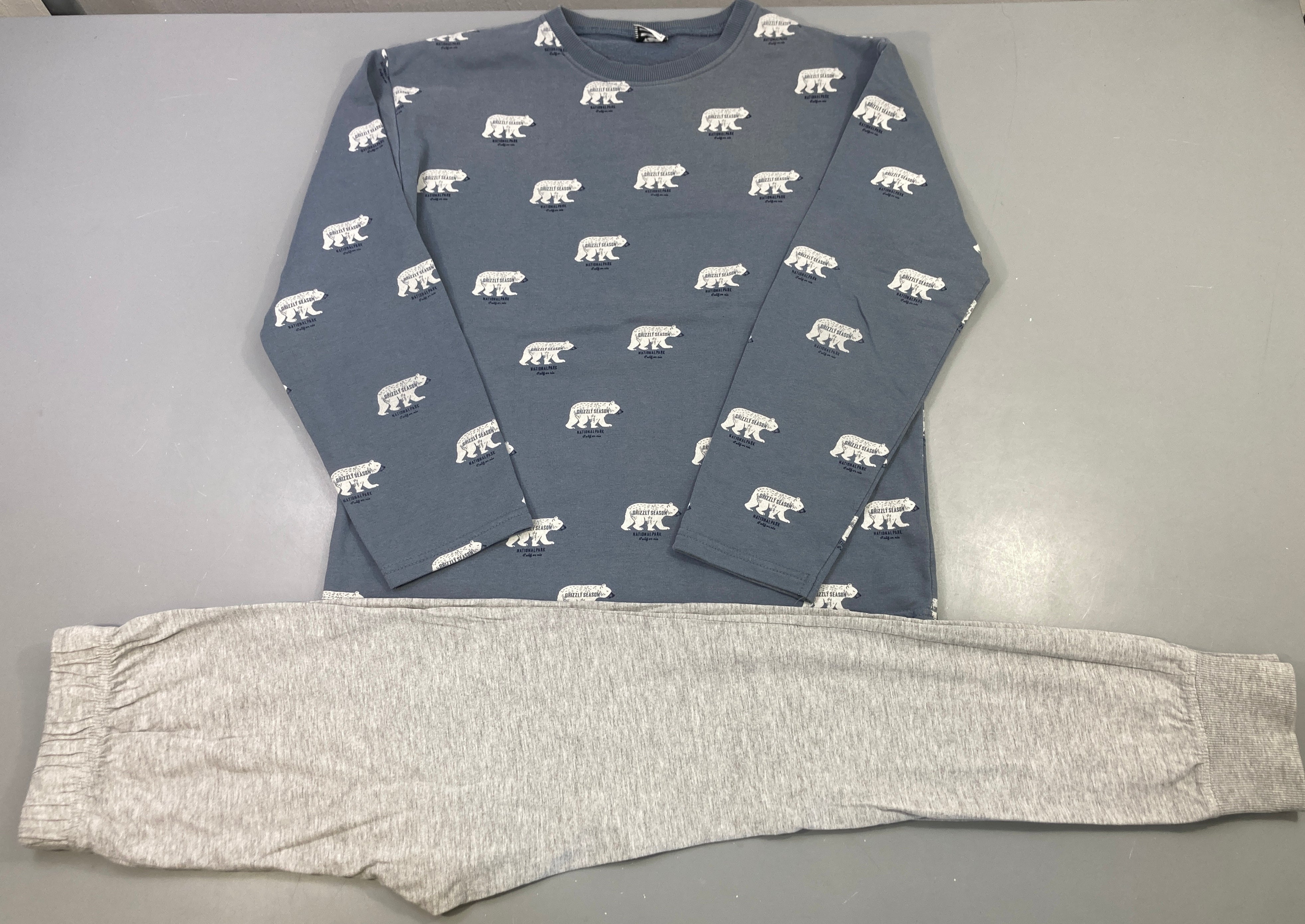 Pyjama molleton bleu 2pcs ours, bouloché