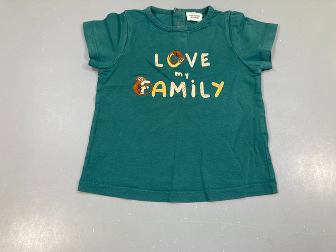 T-shirt m.c vert Love, moins cher chez Petit Kiwi