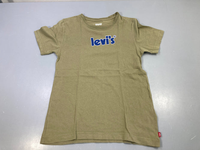 T-shirt m.c kaki logo bleu, bouloché, moins cher chez Petit Kiwi