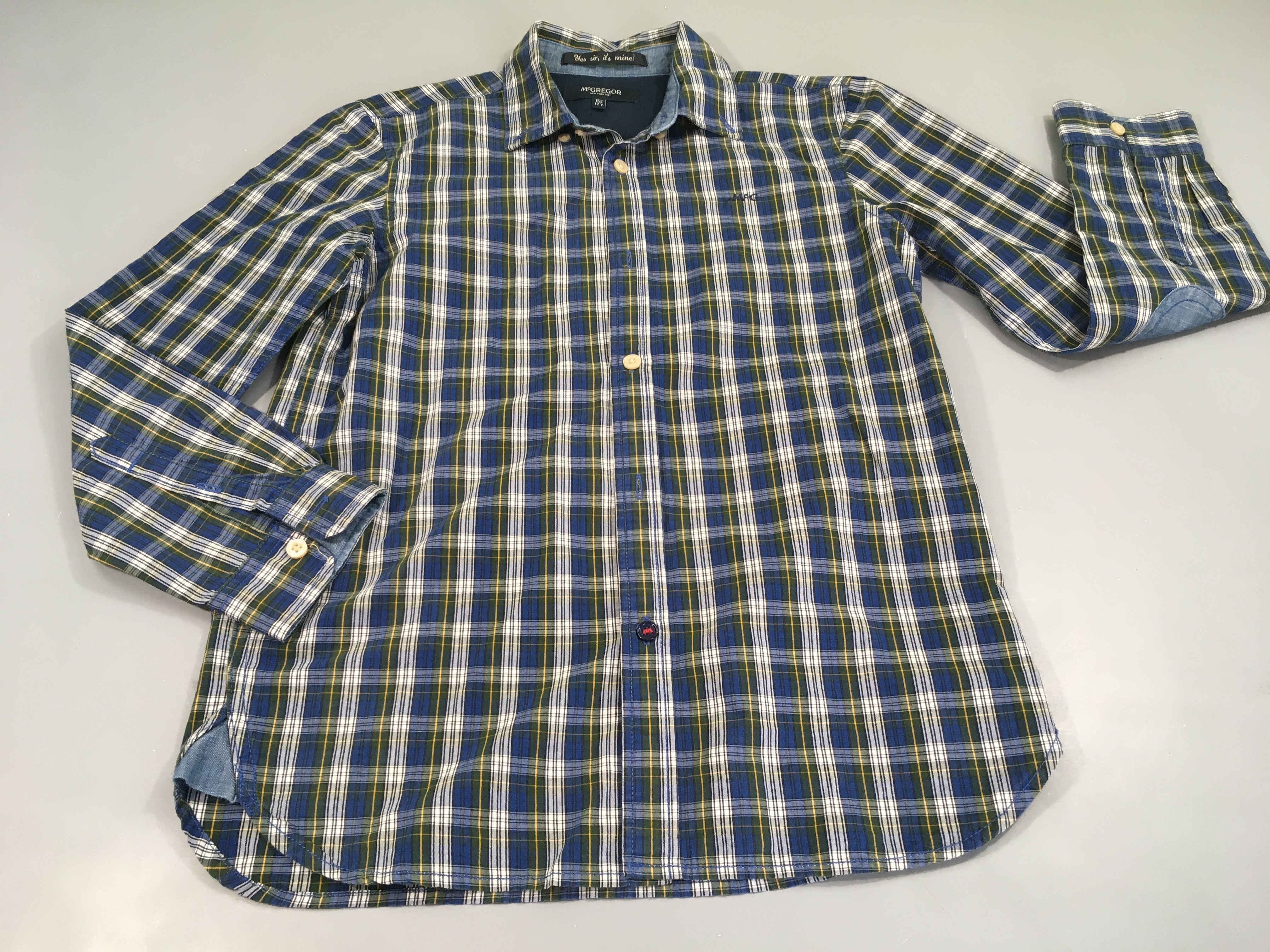 Chemise m.l à carreaux bleu-jaun-blanc