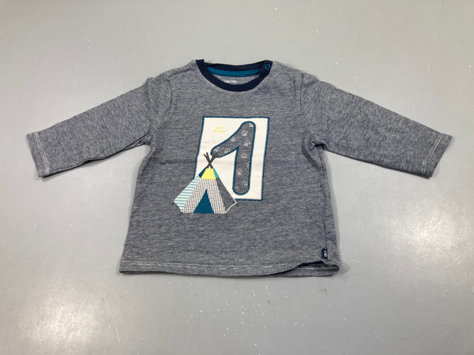T-shirt m.l bleu marine rayé blanc 1, moins cher chez Petit Kiwi