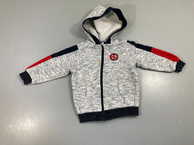 Sweat zippéà capuche molleton bleu flammé, moins cher chez Petit Kiwi