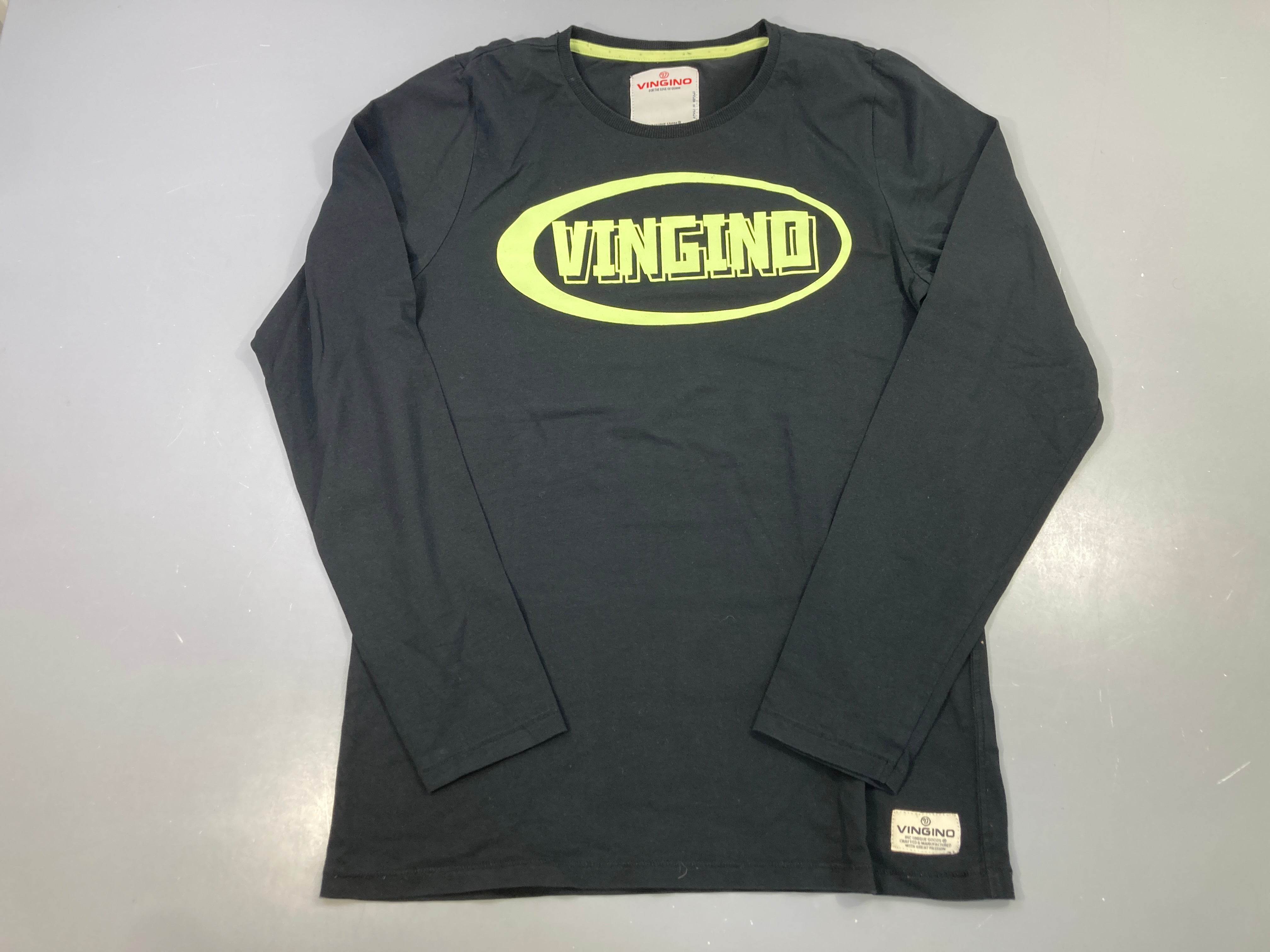 T-shirt m.l noir imprimé jaune fluo