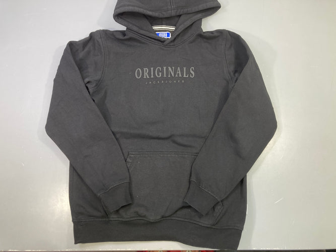 Sweat capuche noir logo, moins cher chez Petit Kiwi